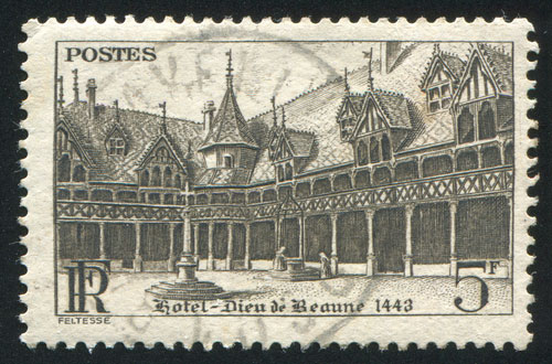 Burgundy old stamp of Hôtel-Dieu de Beaune